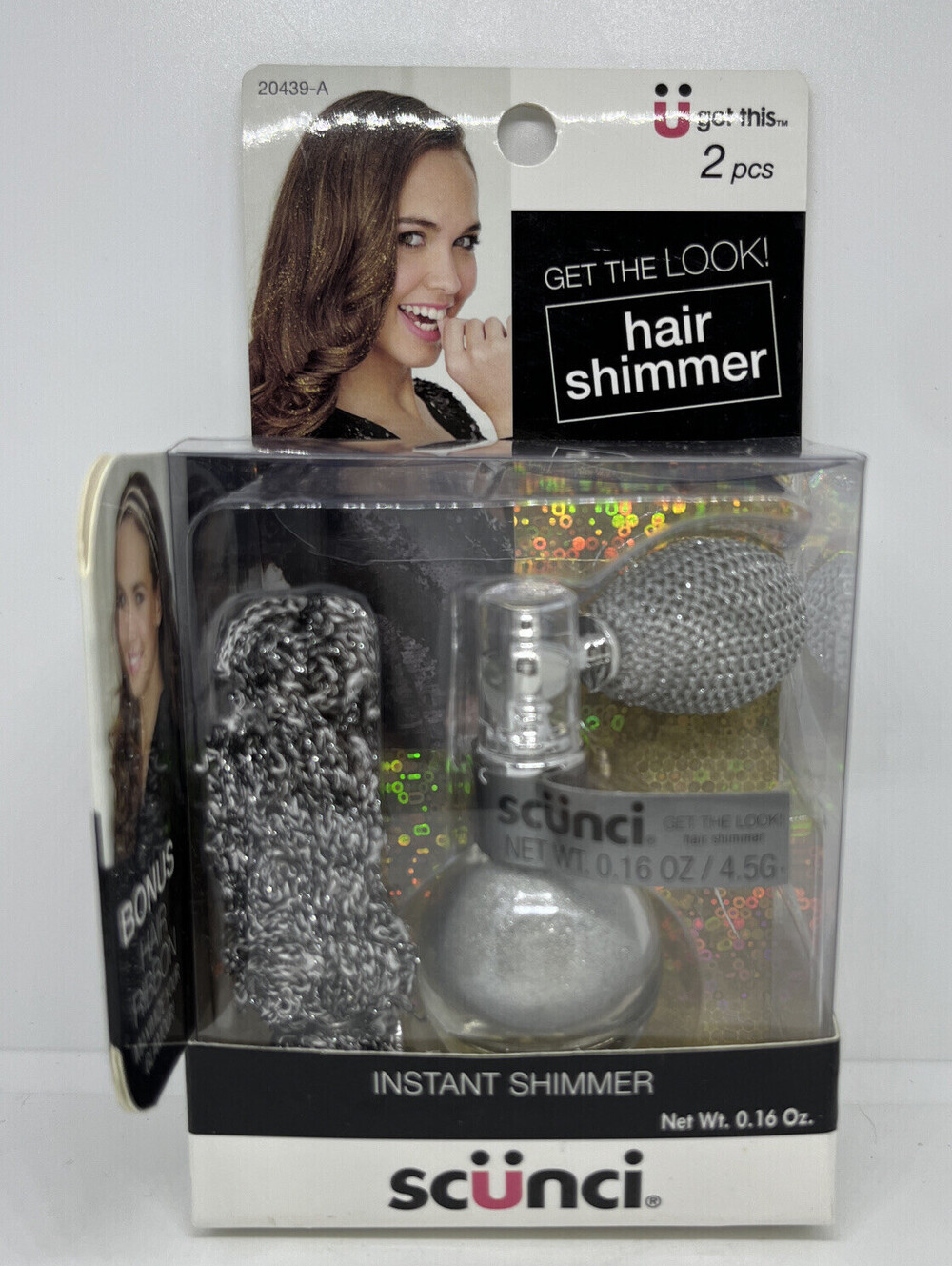 NEW Scunci Instant Silver Hair Shimmer with Bonus Hair Ribbon